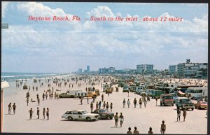 Florida DAYTONA BEACH sand, bathers and cars 25 miles of Beach 1950s-1970s