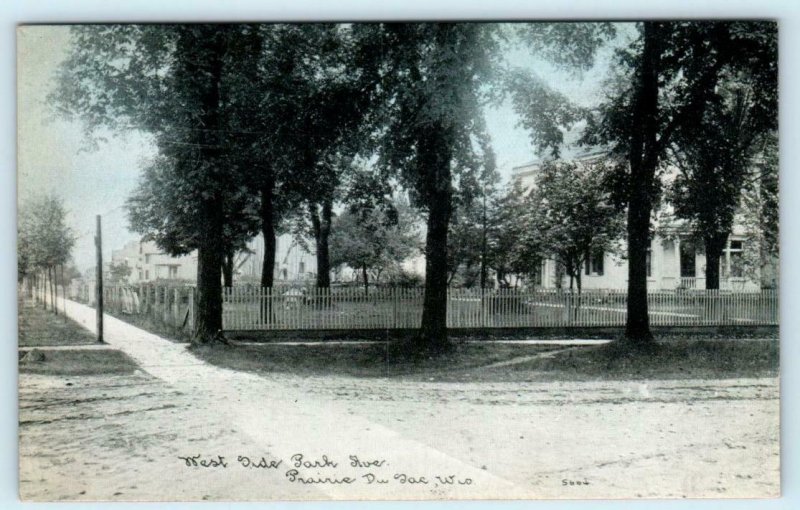 PRAIRIE du SAC, Wisconsin WI ~ West Side PARK AVENUE Street Scene 1910s Postcard