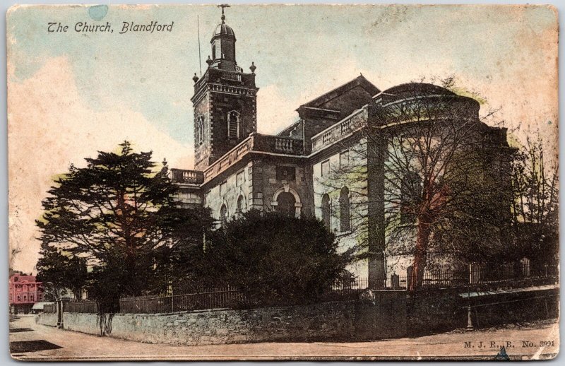 1905 The Church Blandford Forum England Posted Postcard