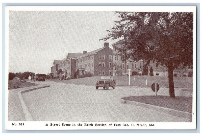 Fort Geo G. Mead Maryland MD Postcard Street Scene In The Brick Section c1920's