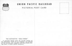 Pacific Railroad Gold Room Dining Train Car Vintage Postcard K61795