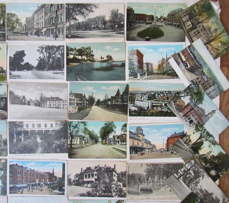 CONNECTICUT lot of 49 CT ANTIQUE POSTCARDS