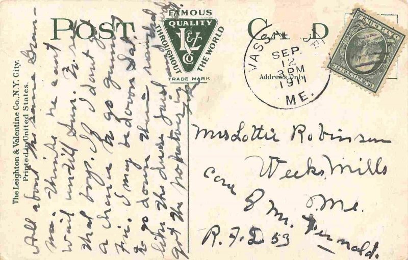 Hollingsworth Whitney Mill Office Railroad Line Winslow Maine 1911 postcard