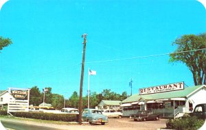 Farmington ME Wayside Grill On Route 2 Old Cars, Postcard