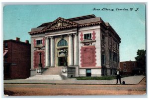 1909 Free Library Street View Camden New Jersey NJ, Philadelphia PA Postcard