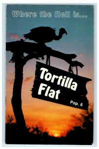 Tortilla Flat Pop 6 Where The Hell Is Apache Junction Arizona AZ Postcard 