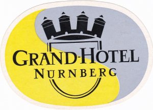 Germany Nuernberg Grand Hotel Yellow Vintage Luggage Label sk3767