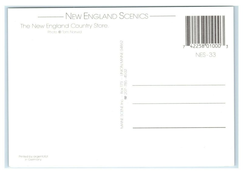 Postcard New England County Store wheel barrow of flowers NES33 K3