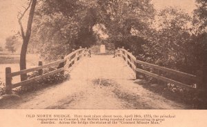 Vintage Postcard Old North Bridge Across Concord Minuteman Statue Massachusetts