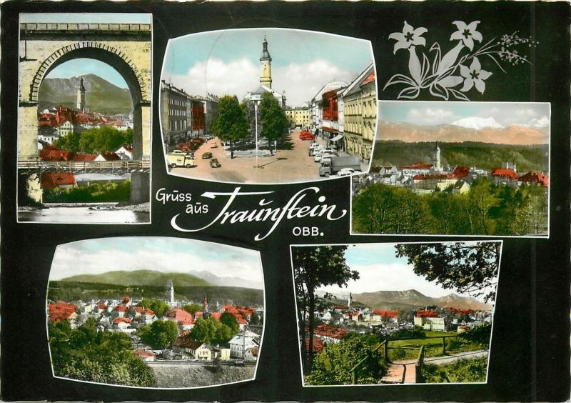 Germany Luftkurort TRAUNSTEIN Schonstgelegene Kreisstadt semi-modern postcard