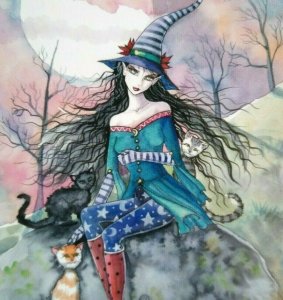 Halloween Postcard Molly Harrison Modern Gothic Witch Fantasy 2005 Limited To 33