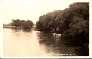 Real Photo Postcard Grand River in Saranac, Michigan