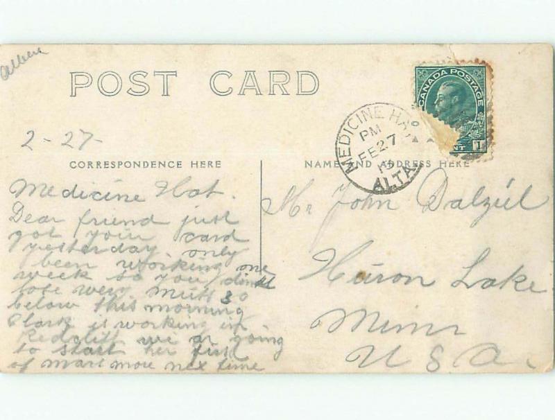 Pre-1920 rppc BRICK LAYER & PLASTERER BUILDING Postmarked Medicine Hat AB W0967