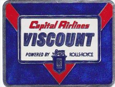 CAPITAL AIRLINES VISCOUNT VINTAGE LUGGAGE LABEL