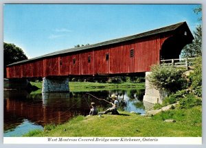 West Montrose Covered Bridge, Near Kitchener Ontario, Canada, Chrome Postcard #1