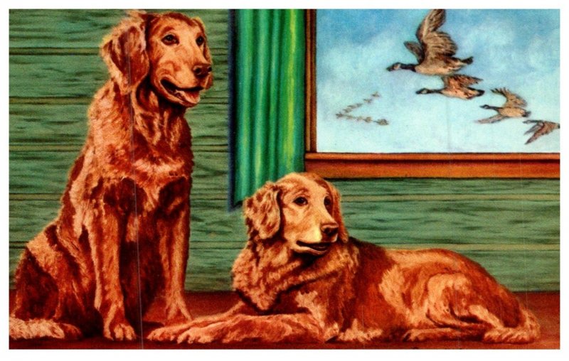 Dog  Golden Retriver , artist signed Lewis H.Larsen