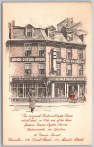 Postcard Boston Massachusetts MA Union Oyster House 1950s Restaurant
