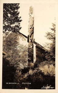 RPPC Wrangell, Alaska Indian Totem Pole Schallerer Photo c1930s Vintage Postcard