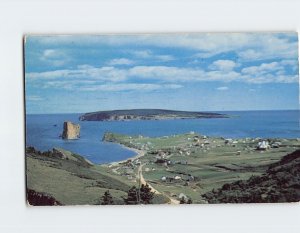 Postcard The Village The Rock and Bonaventure Island Percé Canada