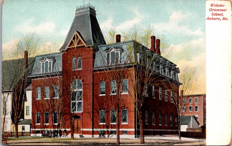 Postcard Webster Grammar School in Auburn, Maine