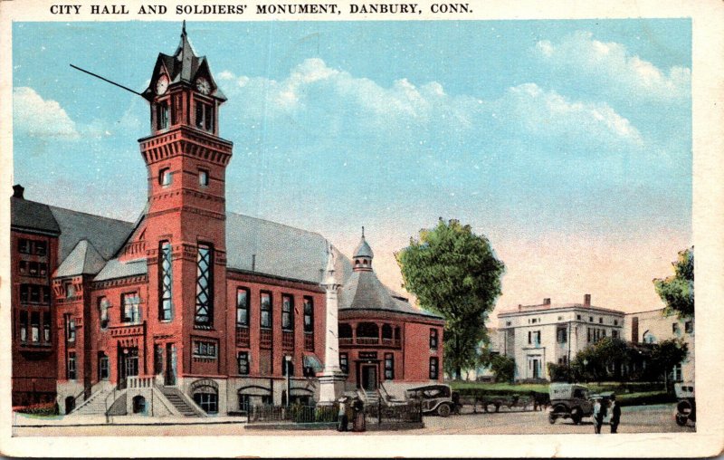 Connecticut Danbury City Hall and Soldiers Monument 1921