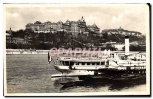 Postcard Old Royal Palace Budapest Boat