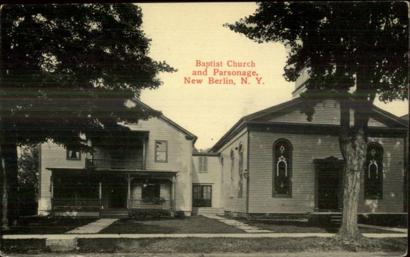 New Berlin NY Church & Parsonage c1910 Postcard