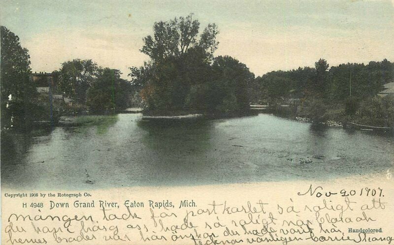 Eaton Rapids Michigan Down Grand River Rotograph H-4948 Postcard 22-387