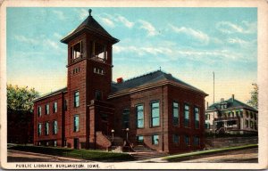 Postcard Public Library in Burlington, Iowa