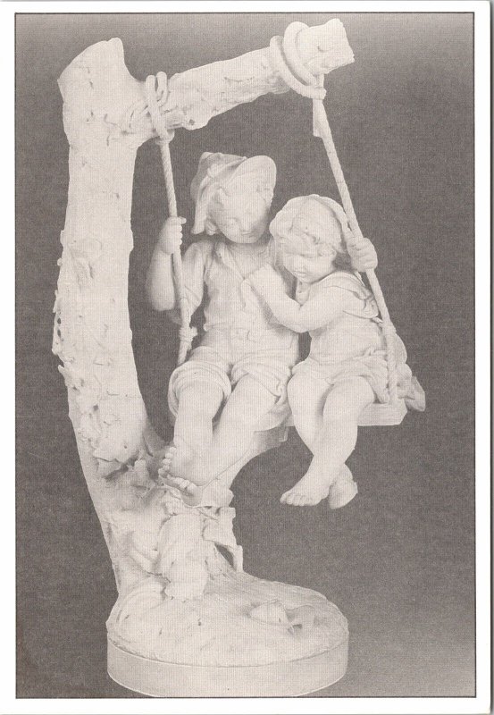 Children on a Swing Proctor Vermont Marble Exhibit Postcard UNP Chrome