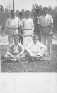 C-1910 Group Photo men tennis racquets  RPPC Photo Postcard Sport 4797