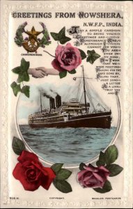 Nowshera India NWFP India Steamer Steamship Gel Vintage Postcard