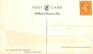 S.S. NIEUW AMSTERDAM Holland-America Line Steamship c1930s Vintage Postcard