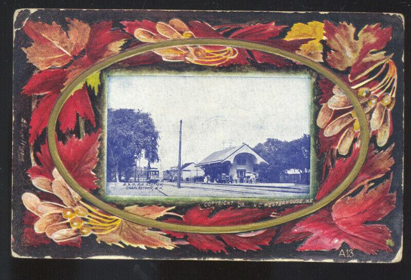 CHARLESTOWN NEW HAMPSHIRE NH B&M RAILROAD DEPOT TRAIN STATION POSTCARD