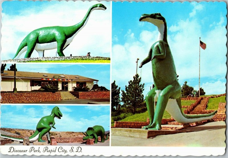 Dinosaur Park Multi View Rapid City SD Vintage Postcard F33