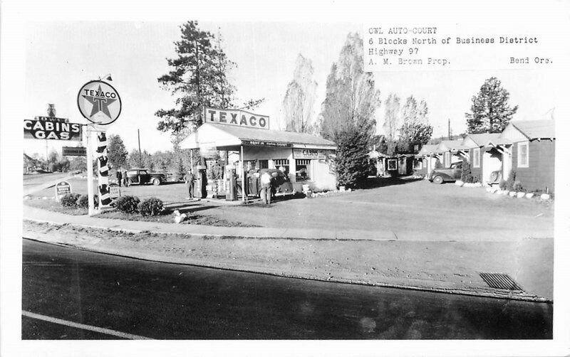 Oregon Bend 1930s Texaco Gas Station pumps RPPC Photo Postcard 22-4524