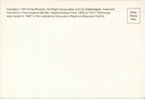 John Diefenbaker Borden House Wascana Centre Regina SK Sask Postcard D56
