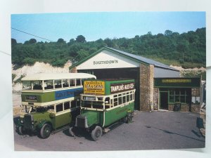 1930 Leyland Titan & 1920 N Type Southdown Buses Houghton Garage Vtg Postcard