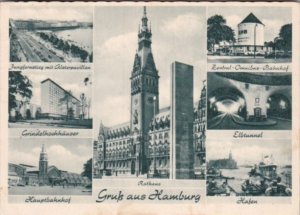 Greetings Hamburg Hauptbahnhof Elbtunnel Hafen & More 1953
