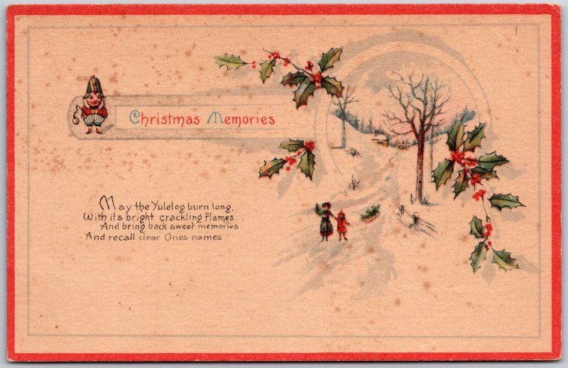 Christmas Memories Winter Snow Green Leaves Holiday Season's Greetings Postcard