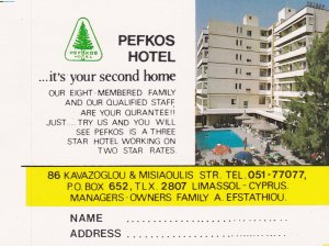 Cyprus Limassol Pefkos Hotel Vintage Luggage Label sk3178