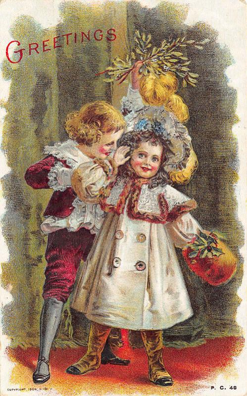 Unsigned Maude Humphrey 1908 Boy and Girl Greetings Postcard