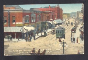 AURORA ILLINOIS DOWNTOWN FOX STREET SCENE VINTAGE POSTCARD