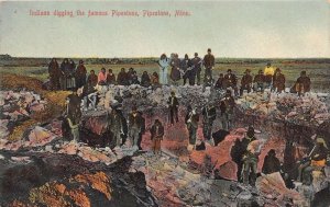 Pipestone Minnesota Digging The Famous Pipestone, Color Lithograph PC U5717