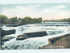 Pre-Chrome WATERFALL SCENE Glens Falls - Lake George New York NY AG4334