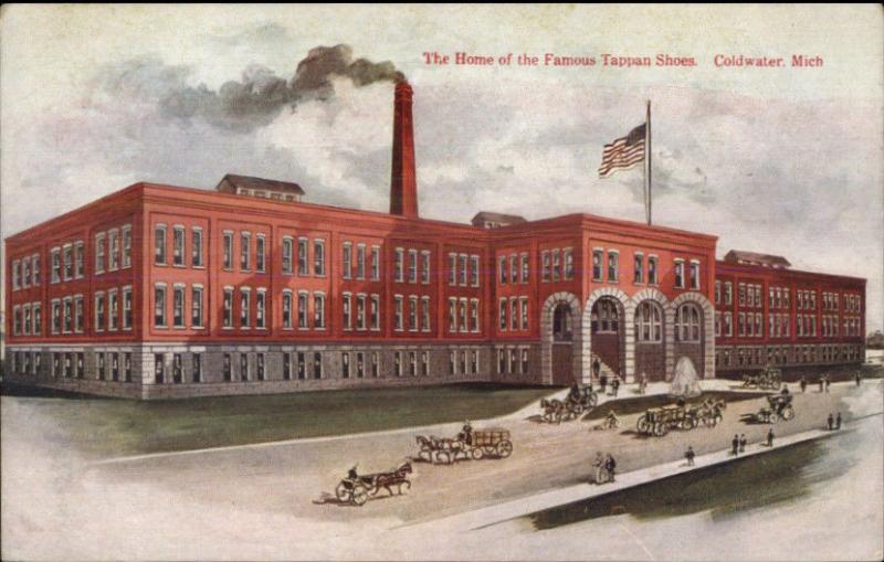 Coldwater MI Tappan Shoe Factory Industry c1910 Postcard