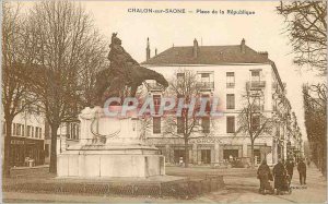 Old Postcard Chalon sur Saone Place de la Republique