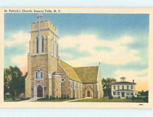 Unused Linen CHURCH SCENE Seneca Falls New York NY L4579