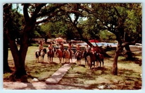 BANDERA, Texas TX ~ Horseback Riders FLYING L RANCH Pool ca 1950s  Postcard