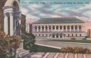 Massachusetts Boston Copley Square Public Library and Phillips Brooks Monument